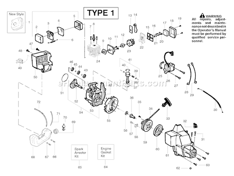 Page C Diagram and Parts List for PL500 Type 1 Weed Eater Trimmer